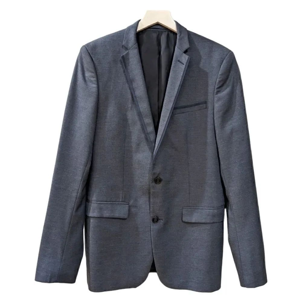 Zara Men's Tuxedo Slim Fit Blue Two Button Blazer Size US 38